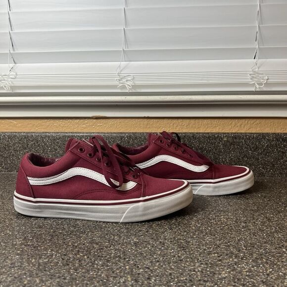 Vans Old Skool Men's Size 10 Burgundy Canvas Skate Sneaker Shoes Lace Up Low Top - Picture 4 of 11